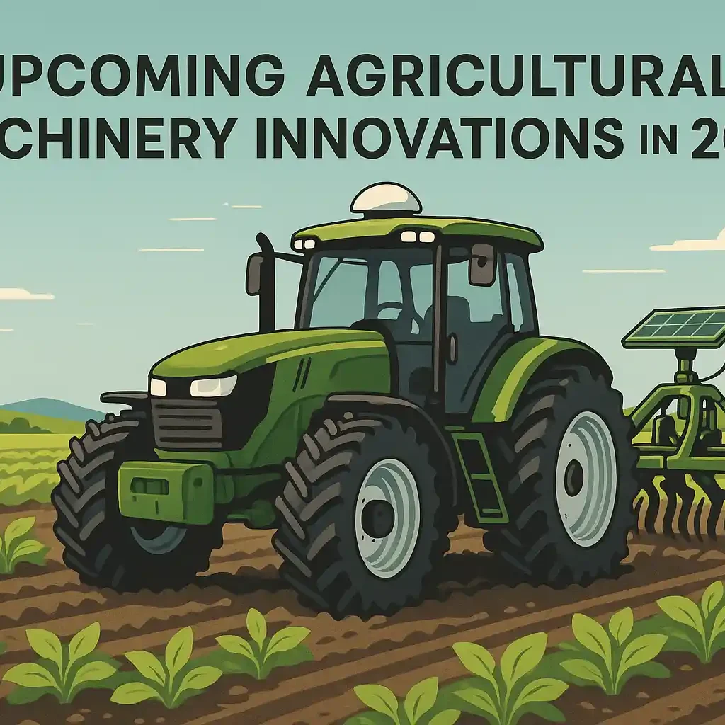 Autonomous modern green tractor with solar-powered implement working in a crop field – agricultural machinery innovations 2026
